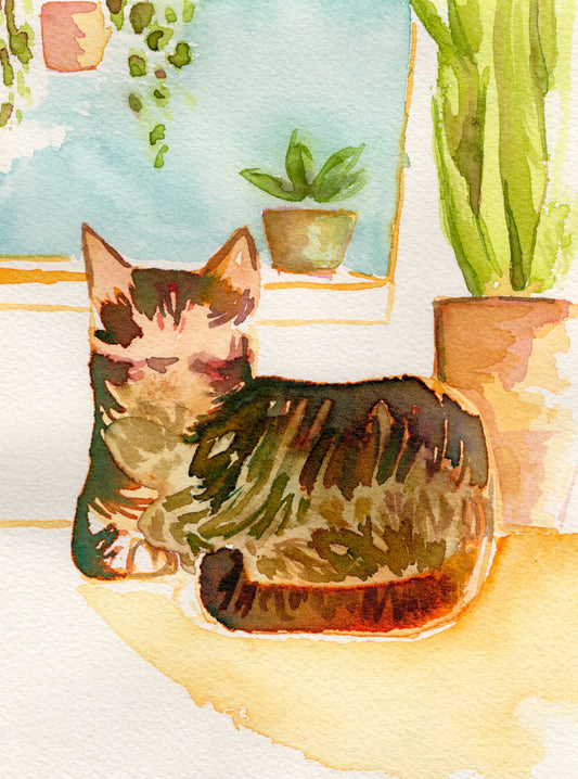 Tabby Kitty 5x7'' Original Watercolor