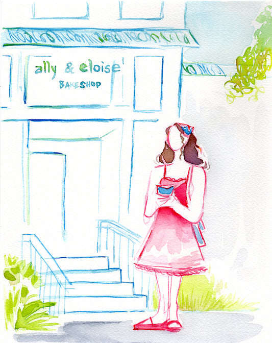Ally and Eloise Bakeshop 8x10'' Original Watercolor