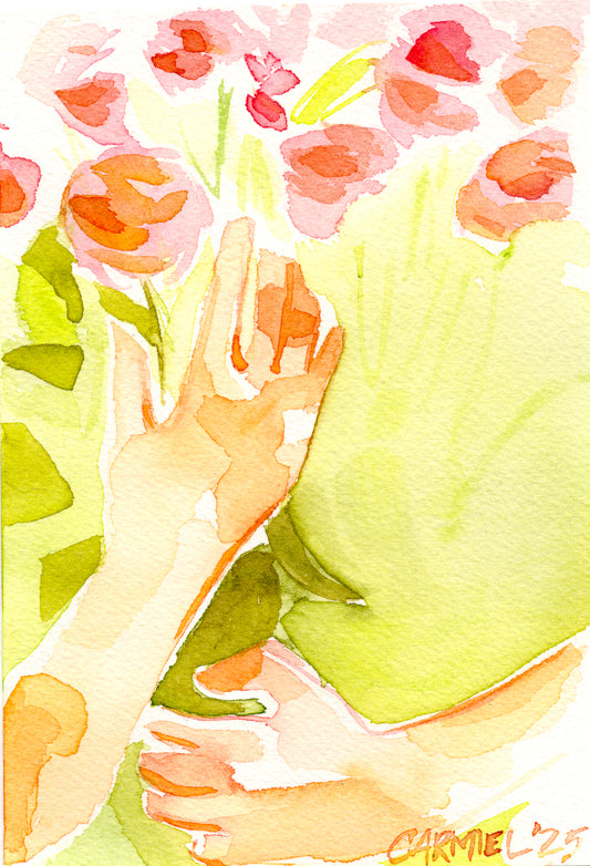 Arms Full of Roses (Study) 5x7'' Original Watercolor