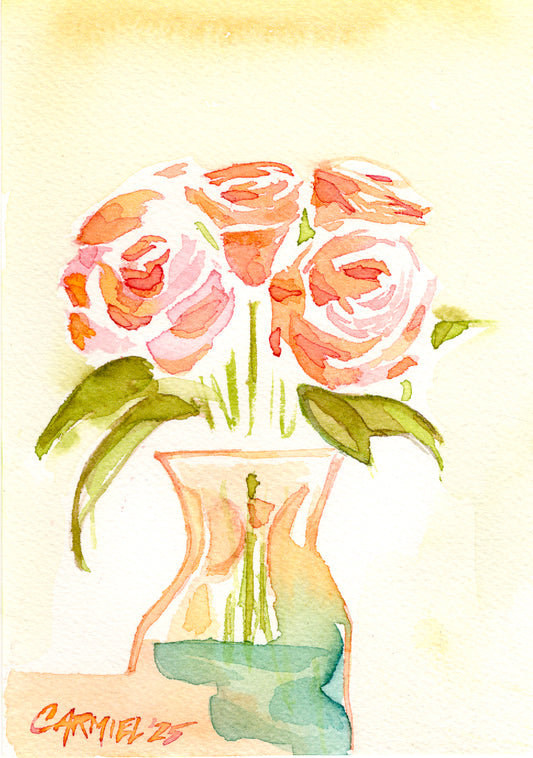 Rose Interior 5x7'' Original Watercolor