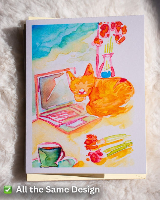 Computer Kitty Greeting Cards