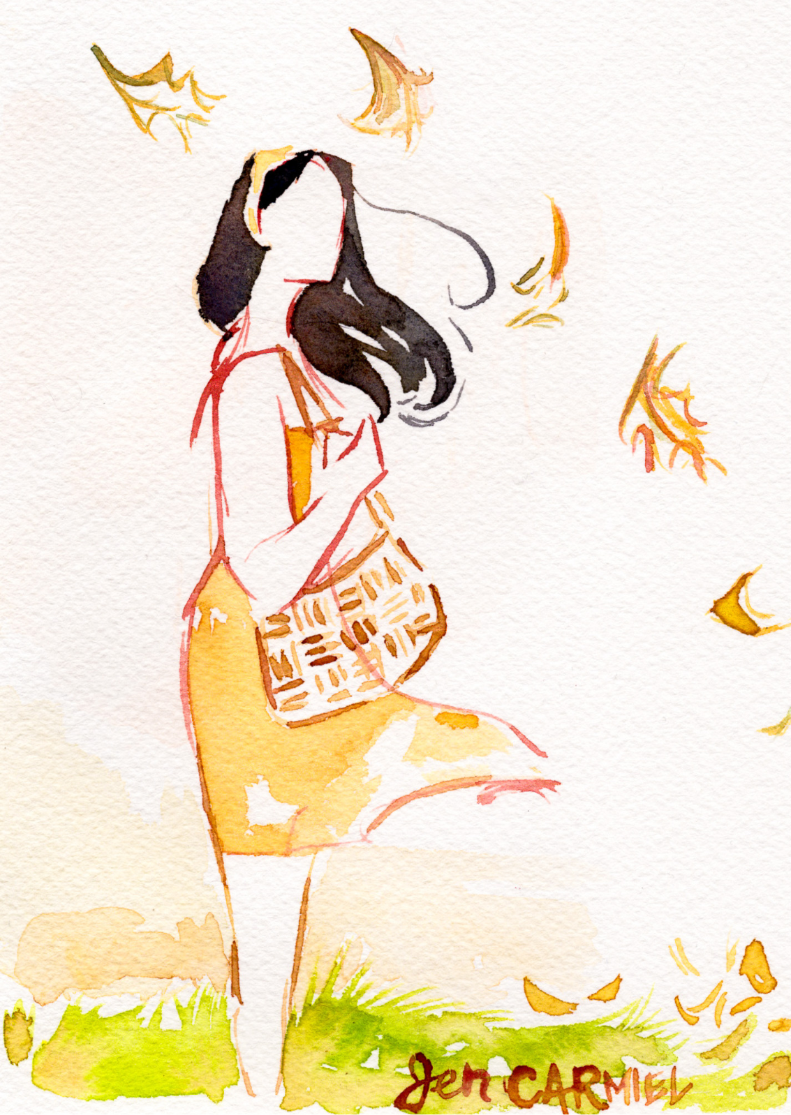 Windy Day 5x7'' Original Watercolor