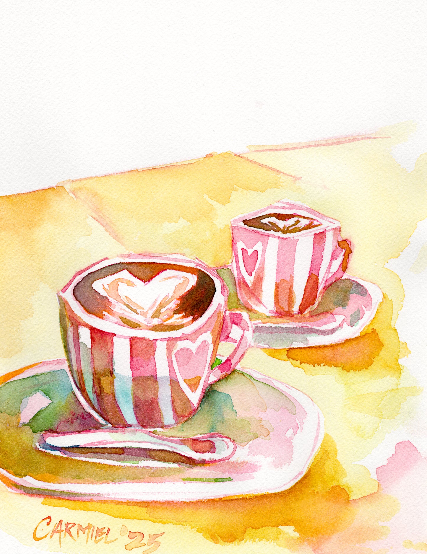 Pink Lattes 8x10'' Original Watercolor