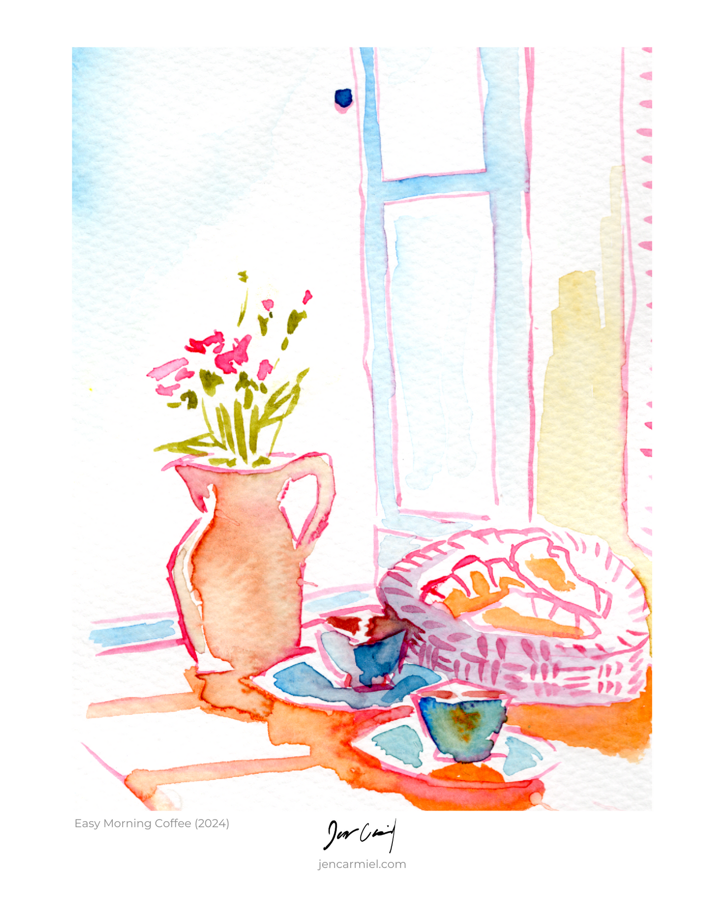 Easy Morning with Croissant Art Print
