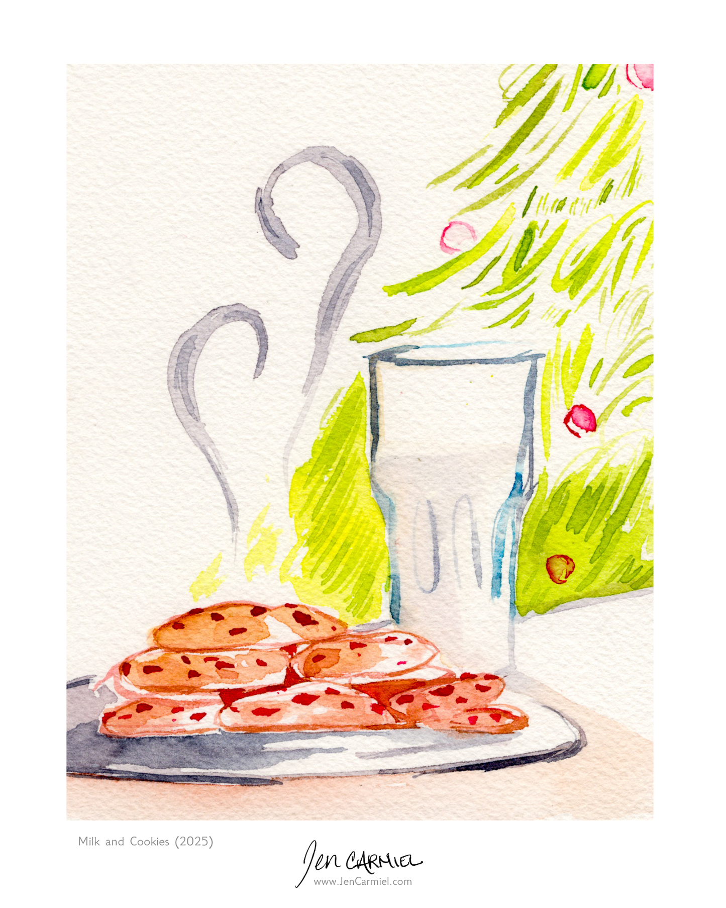 Milk and Cookies 5x6.5'' Original Watercolor