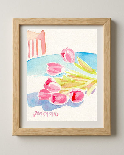 Tulips on the Table - 5x7'' Original Watercolor