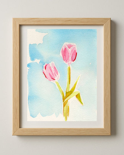 Two Tulips - 5x7'' Original Watercolor