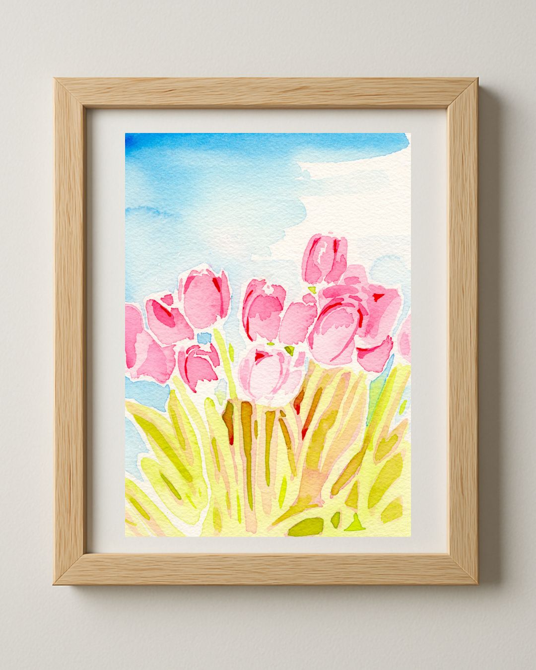 Field of Tulips - 5x7'' Original Watercolor