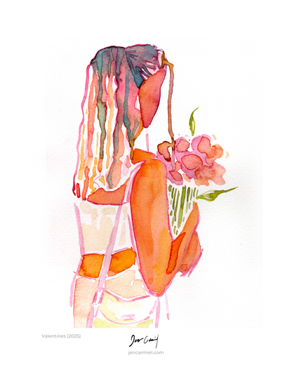 Purple Valentine Girl Art Print