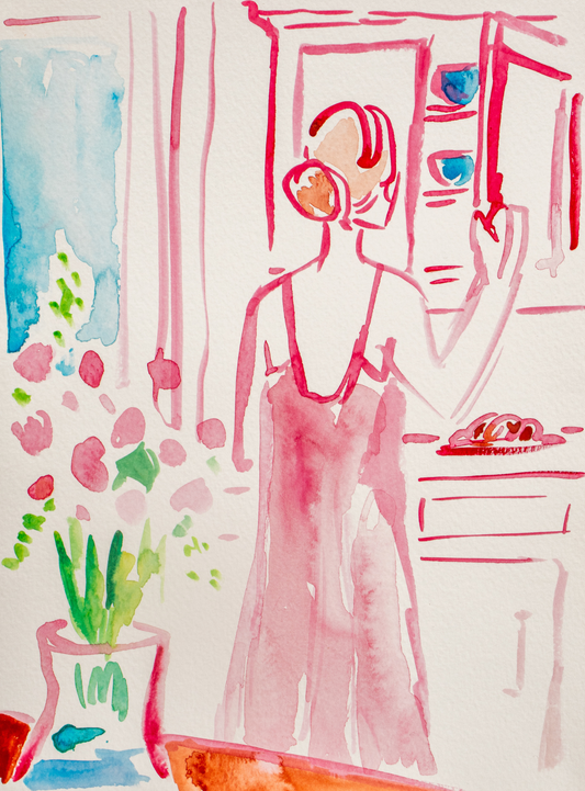 Calming Kitchen 9x12'' Original Watercolor