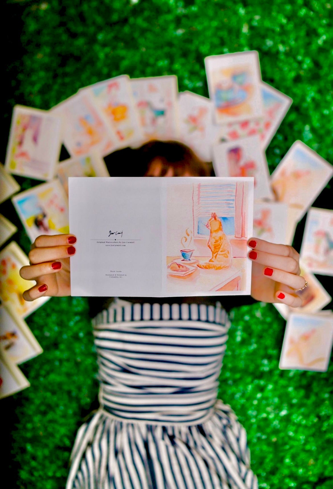 Kitty Greeting Card with Coffee by a Small Business and Local Artist