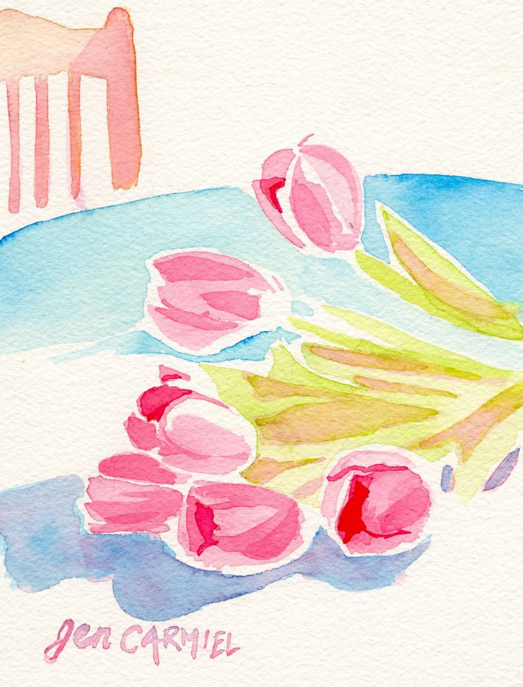 Tulips on the Table - 5x7'' Original Watercolor