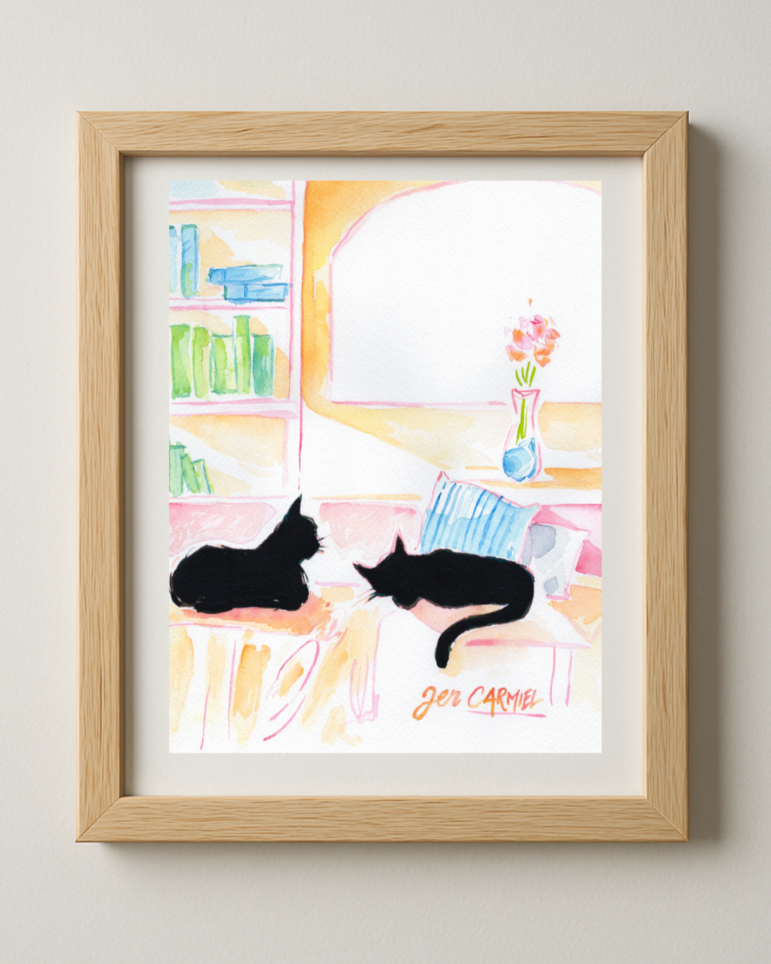 Two Black Kitties - 8x10 Original Watercolor