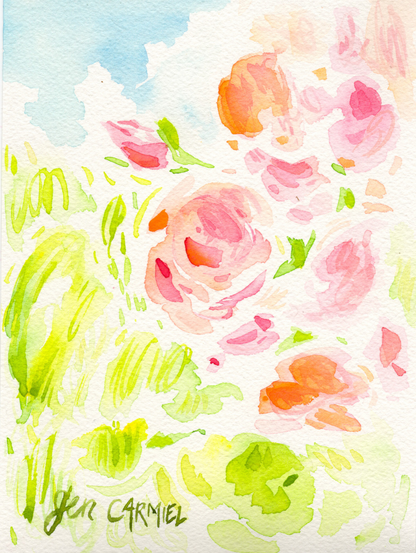 Wind and Roses - 5x7'' Original Watercolor