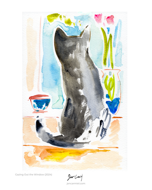 Gazing Out the Window Art Print