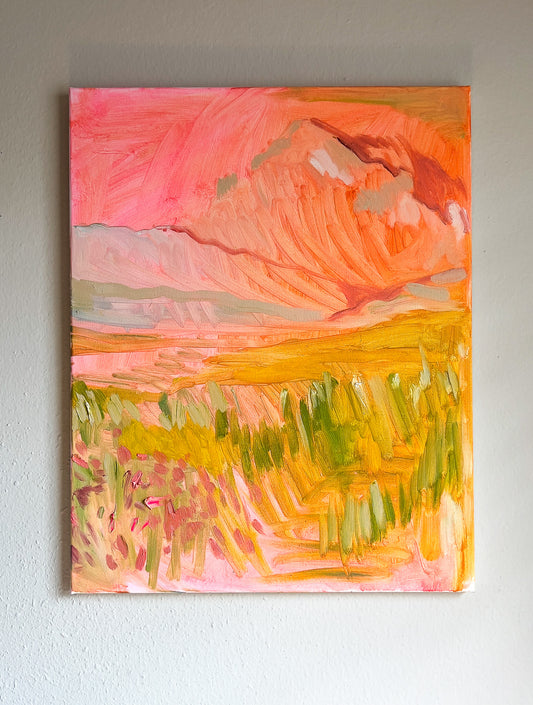 Pink Mountain Sunrise 16x20'' Oil on Canvas