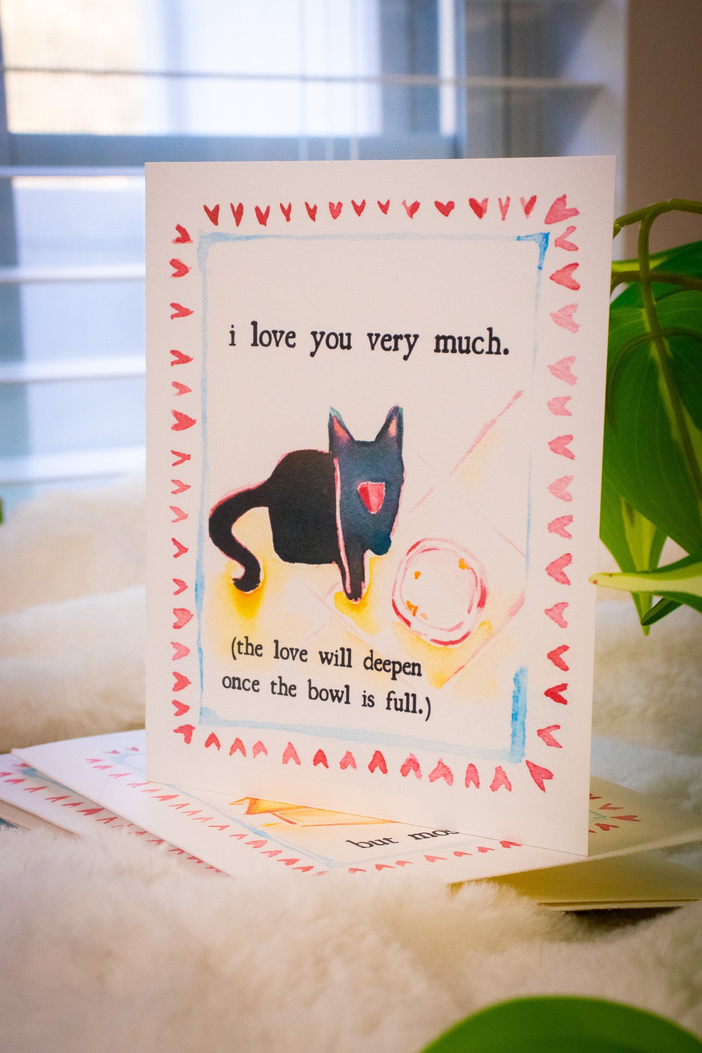 Empty Bowl Kitty Valentine's Day Greeting Card