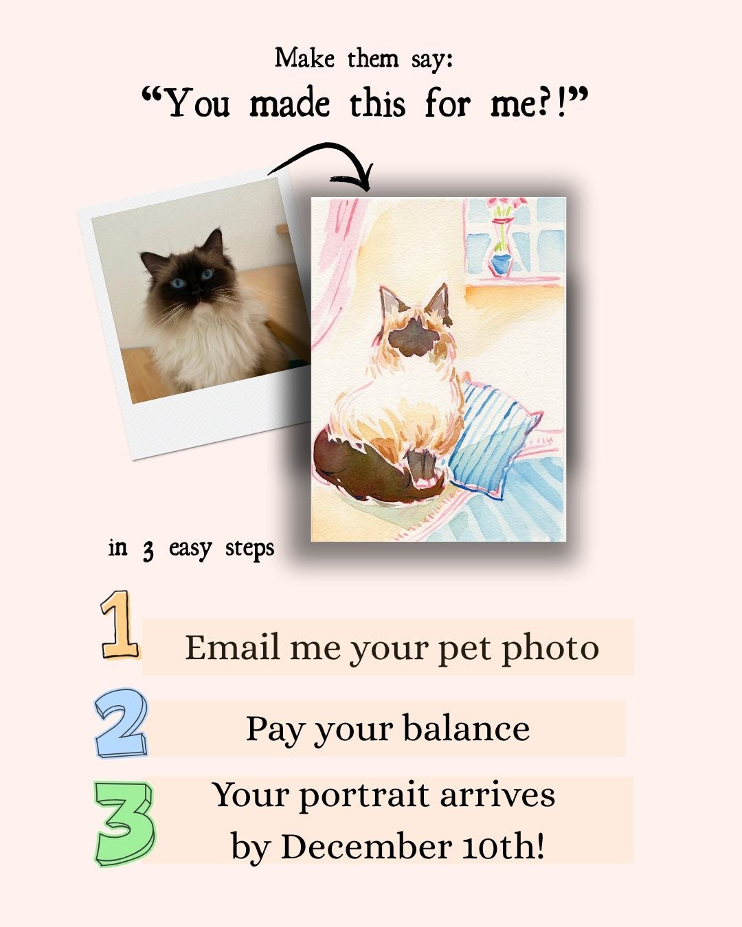 Christmas Mini - Custom Watercolor Pet Portrait (Soda City Special)