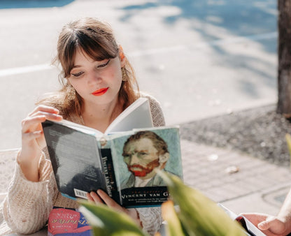Jen carmiel reading a book