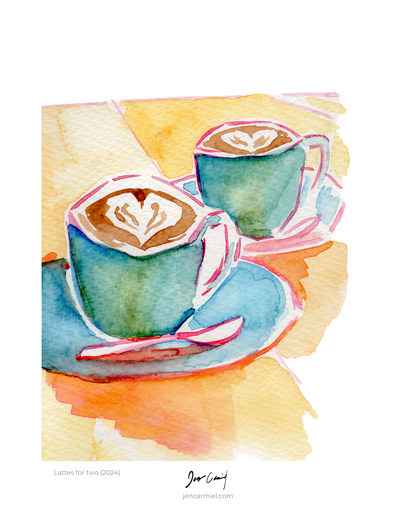 Lattes for Two Art Print