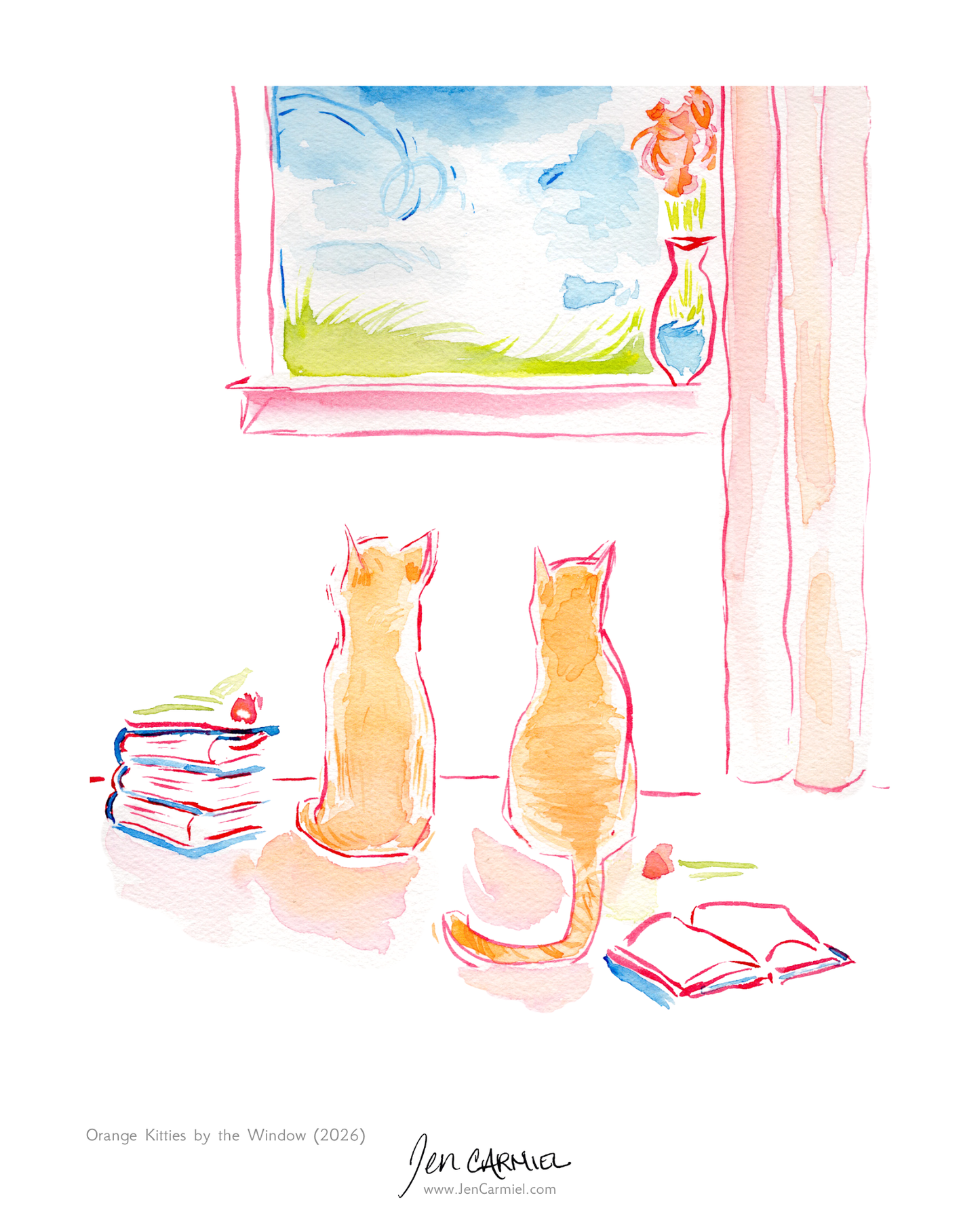 Orange Kitties by the Window Art Print - (Limited Edition of 20)