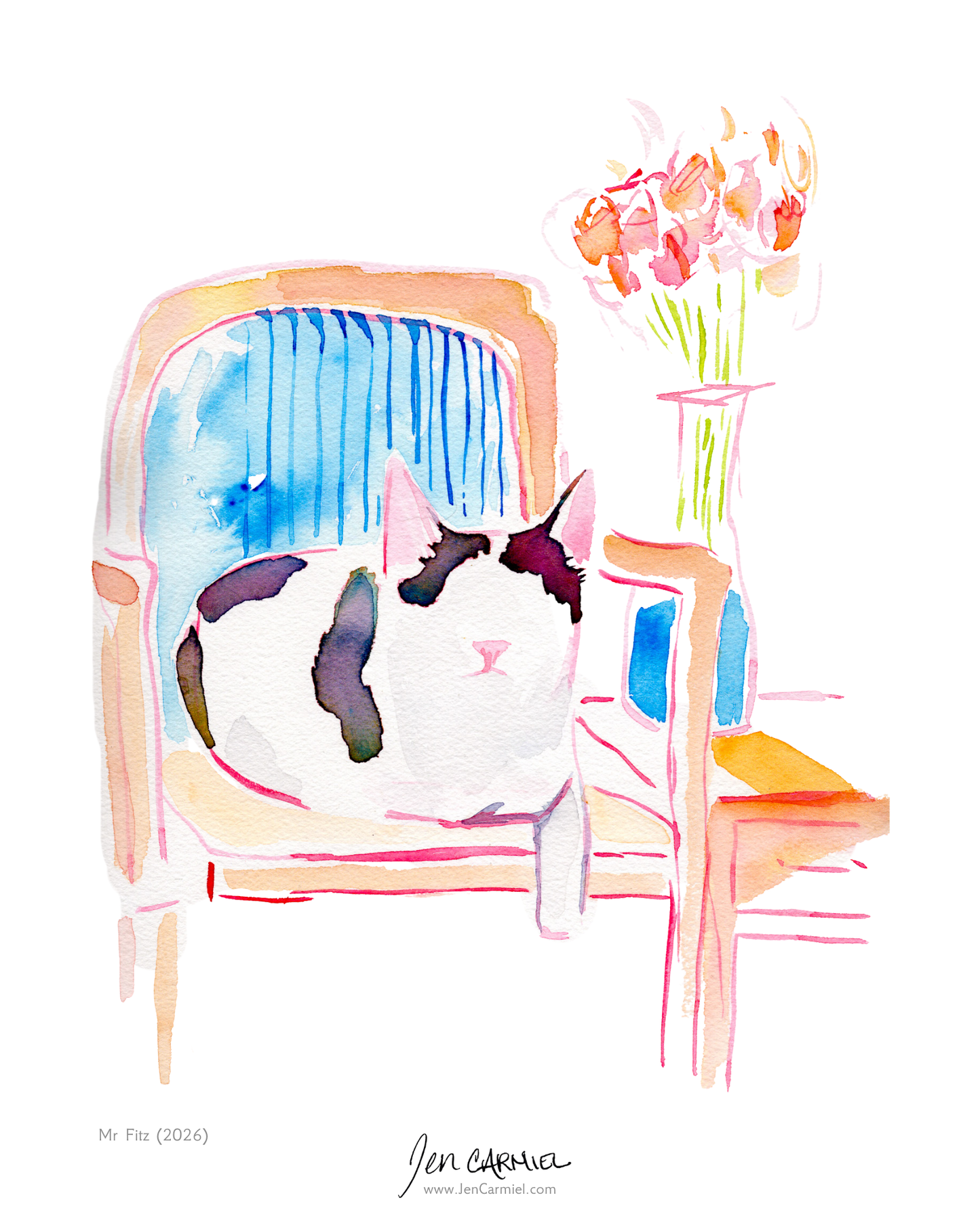 Mr Fitz Black and White Kitty Art Print - (Limited Edition of 20)