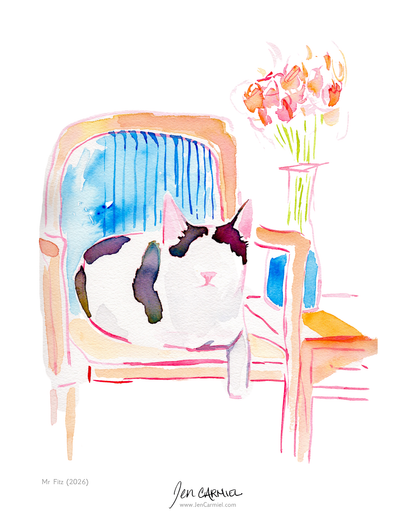 Mr Fitz Black and White Kitty Art Print - (Limited Edition of 20)