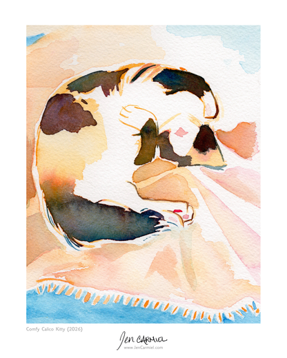 Comfy Calico Kitty Art Print - (Limited Edition of 20)