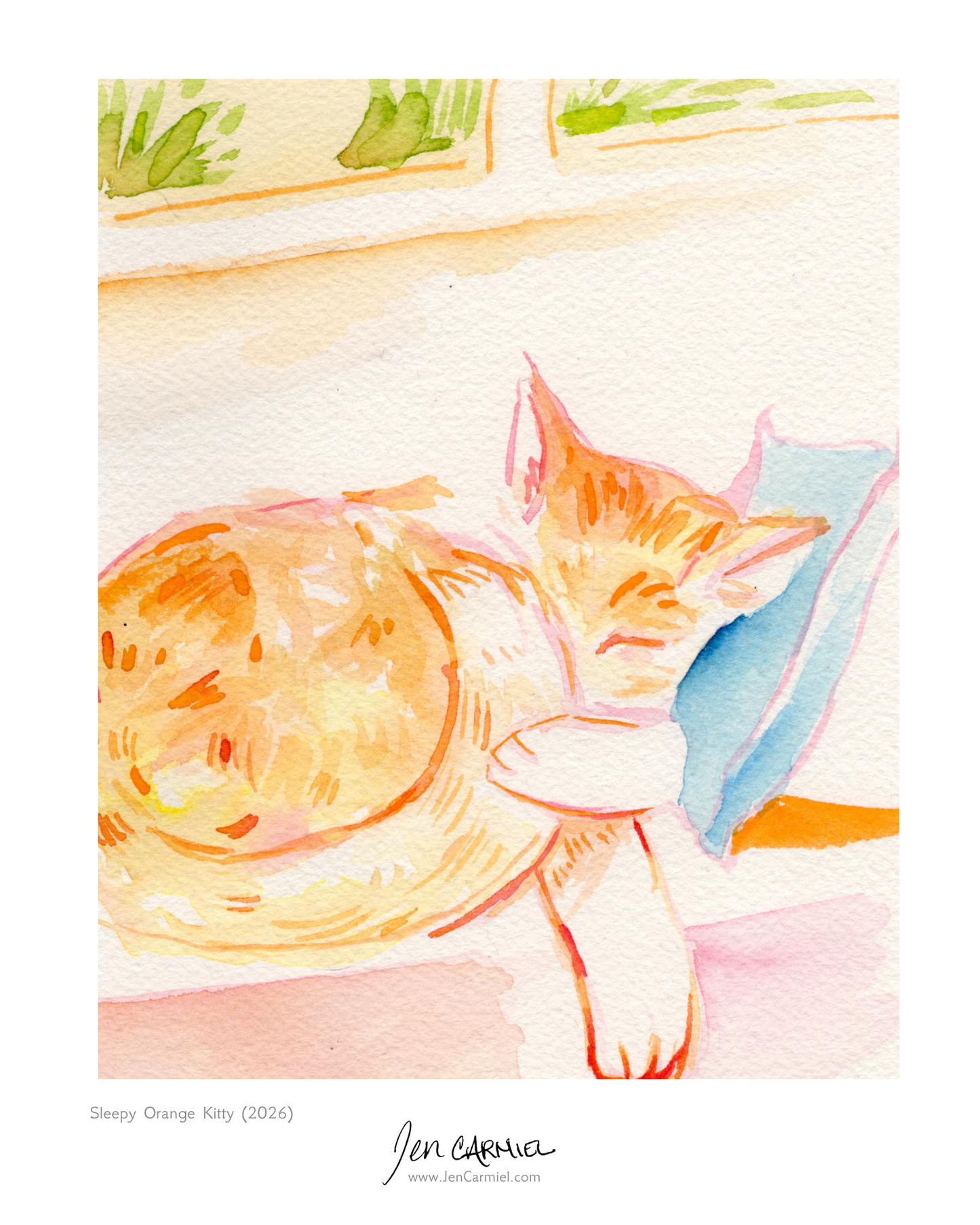 Sleepy Orange Kitty Art Print - (Limited Edition of 20)