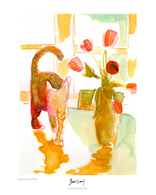 Tulip Kitty Art Print