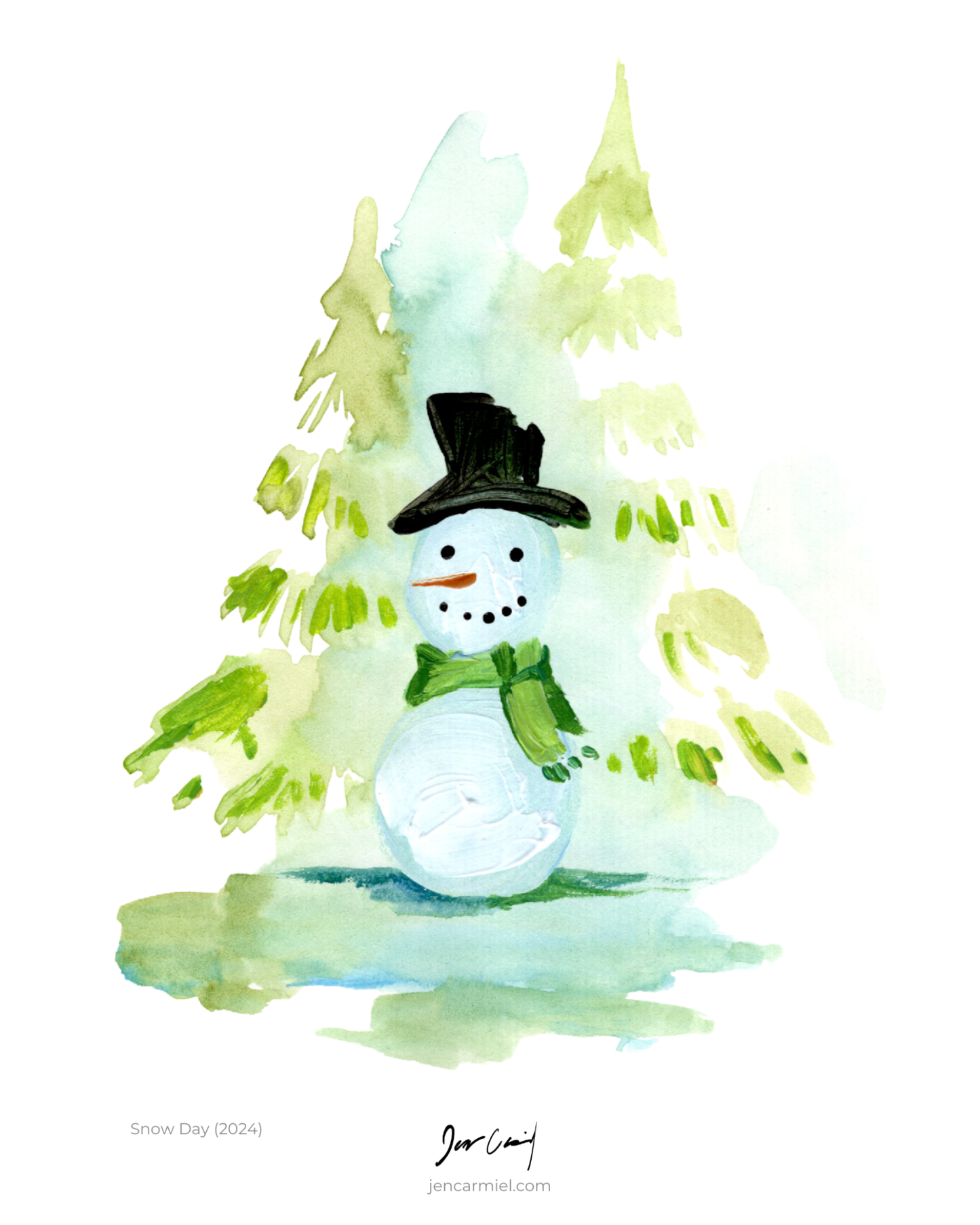 Snowman 5x7'' Original Watercolor