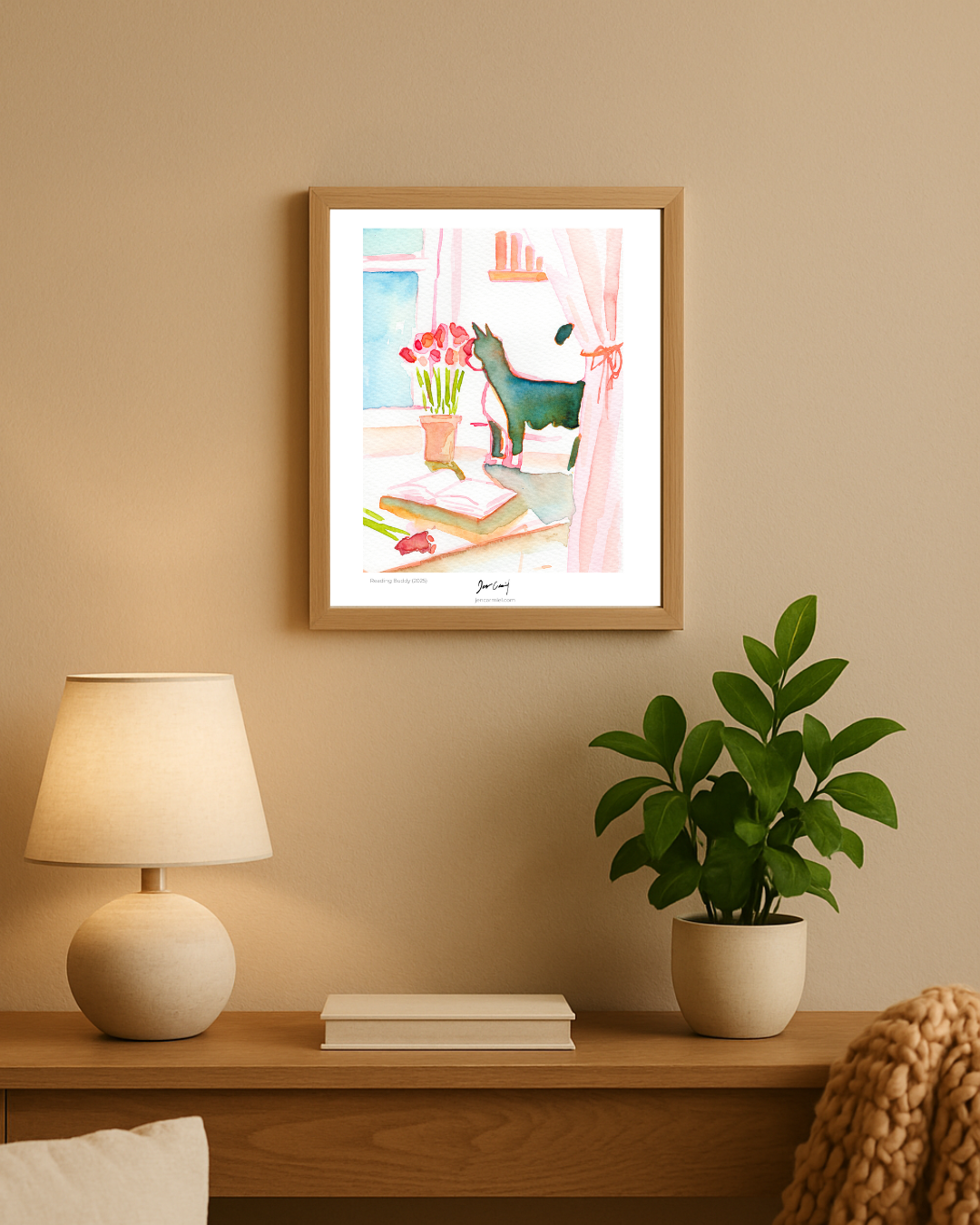 Reading Kitty Art Print
