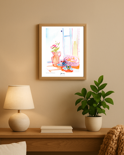 Easy Morning with Croissant Art Print
