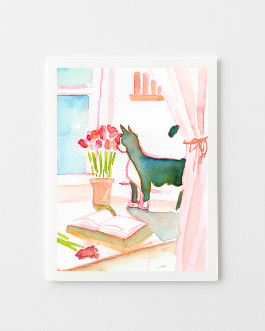 Reading Kitty Greeting Cards