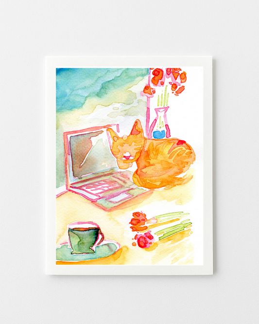 Computer Kitty Greeting Cards