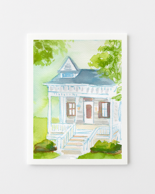 Blue House Greeting Cards