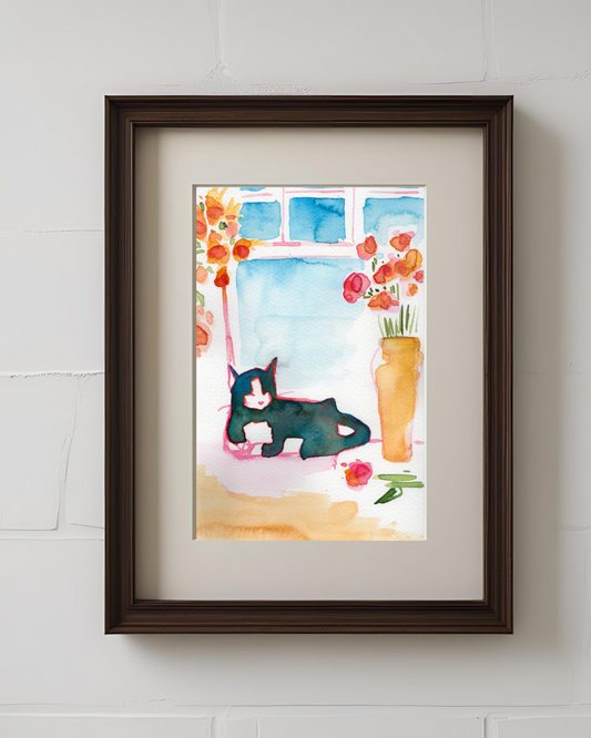 Calming Kitty 6x9'' Original Watercolor