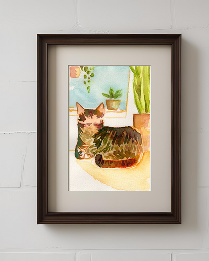 Tabby Kitty 5x7'' Original Watercolor