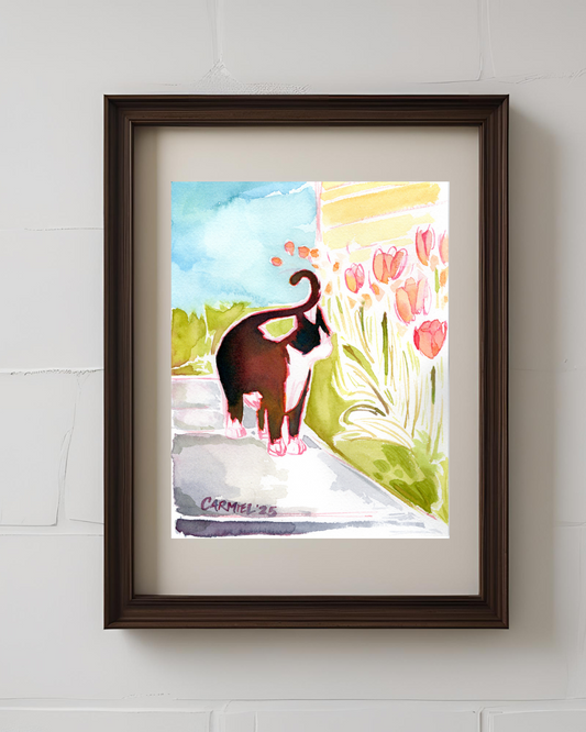 Tulip Kitty II 6x8'' Original Watercolor