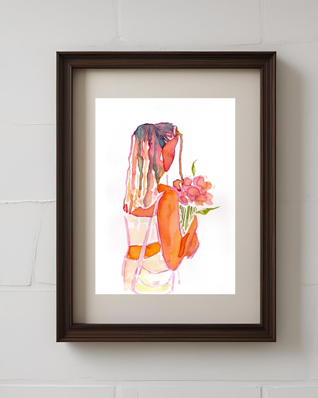 Purple Valentine Girl 9x12'' Original Watercolor