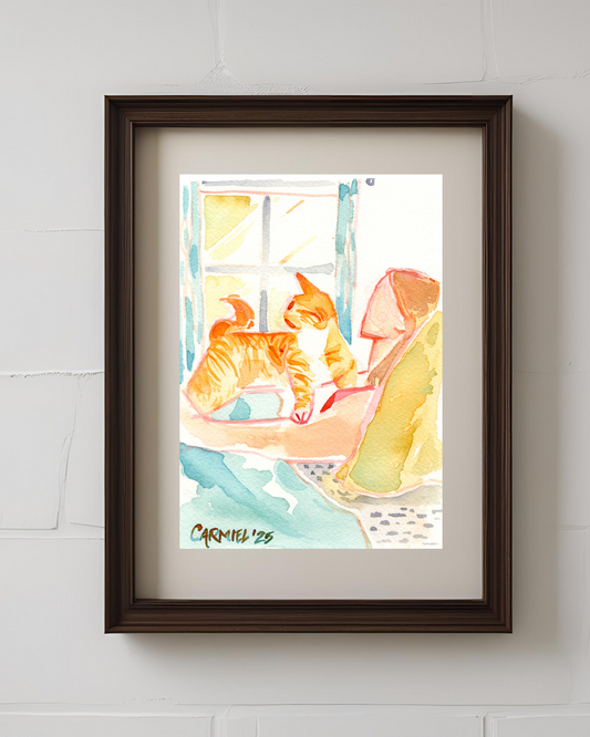 Lap Kitty 5x7'' Original Watercolor