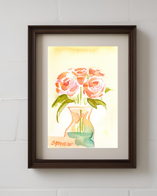 Rose Interior 5x7'' Original Watercolor