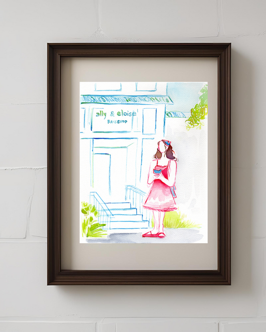 Ally and Eloise Bakeshop 8x10'' Original Watercolor