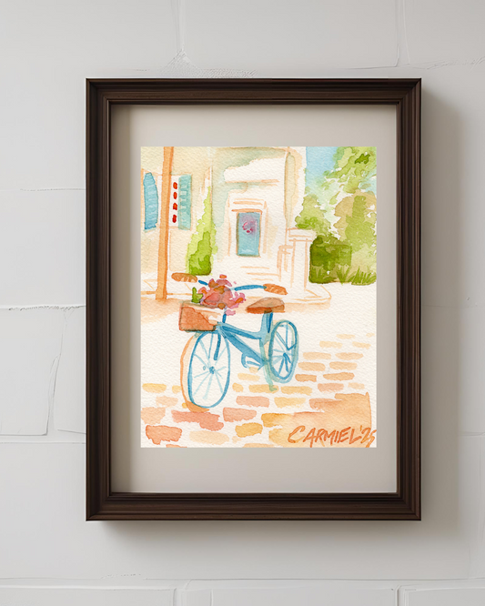 Blue Bicycle 5x7'' Original Watercolor