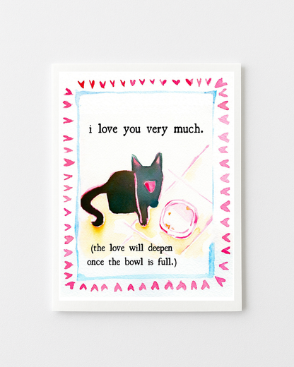 Empty Bowl Kitty Valentine's Day Greeting Card
