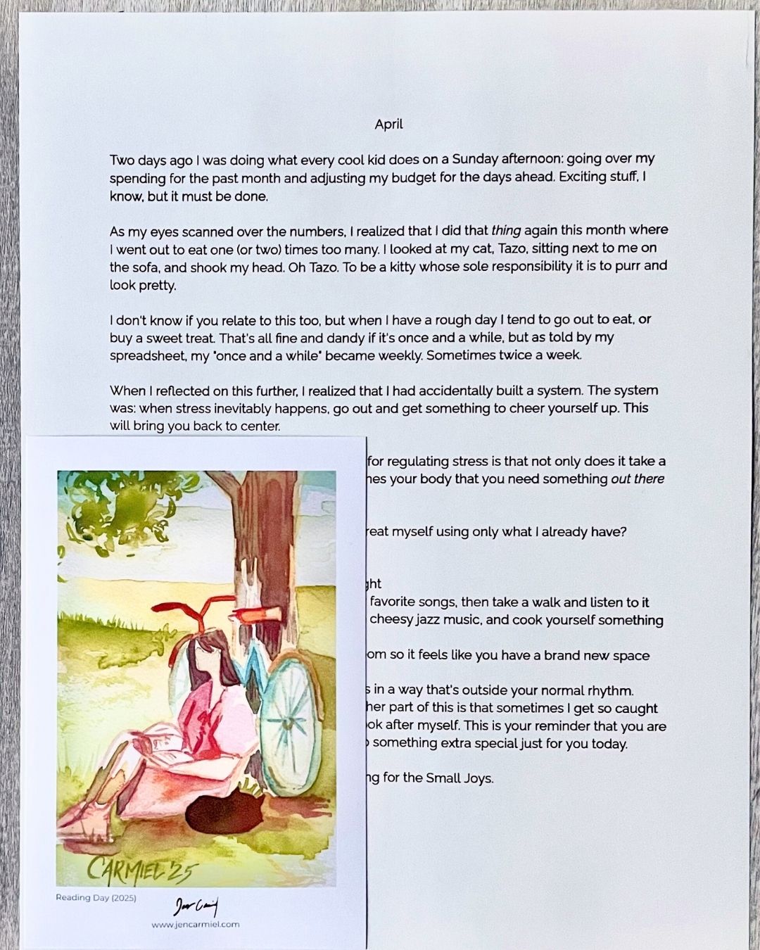 Past Small Joys Letters