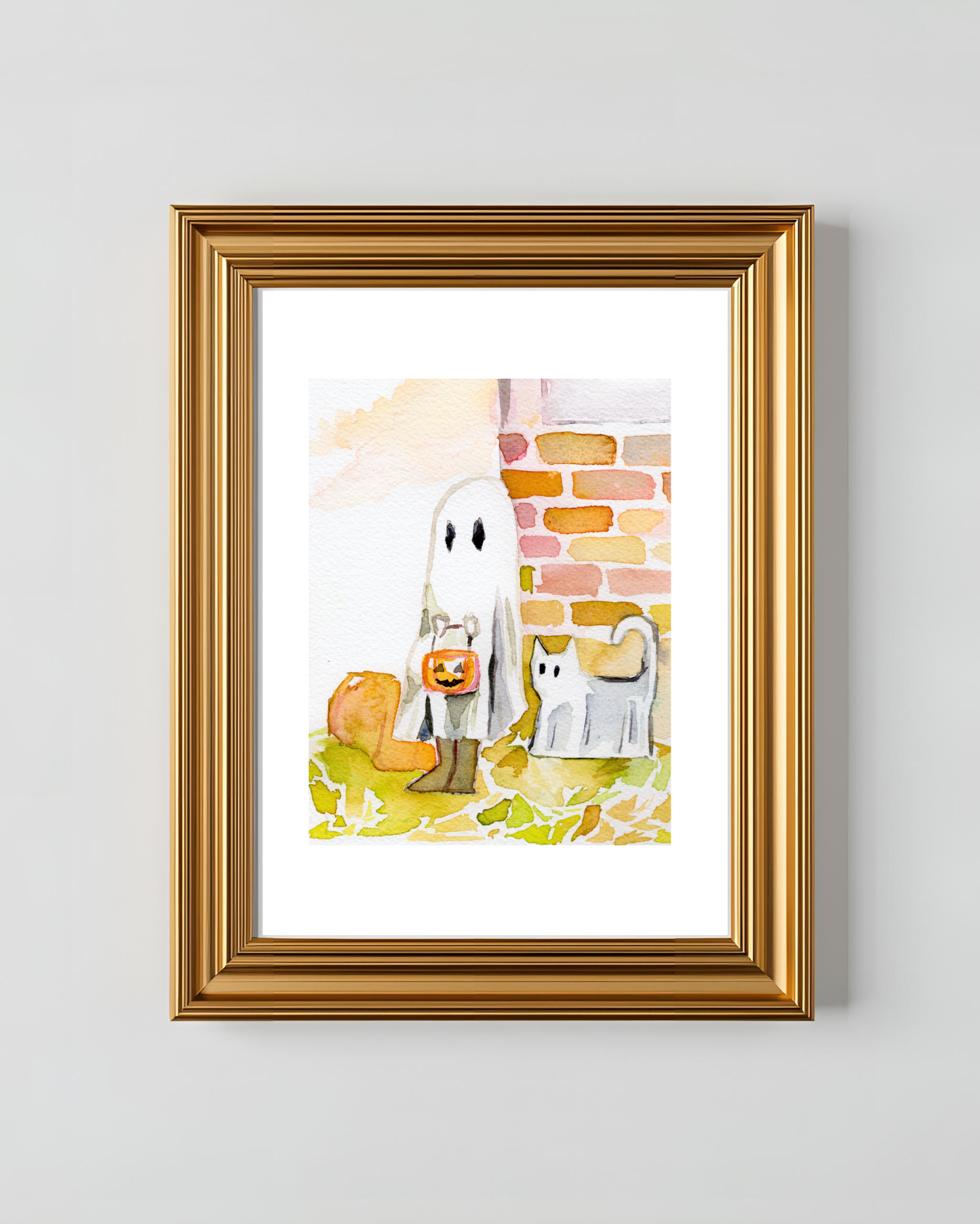 Trick or Treat Framed Original Watercolor