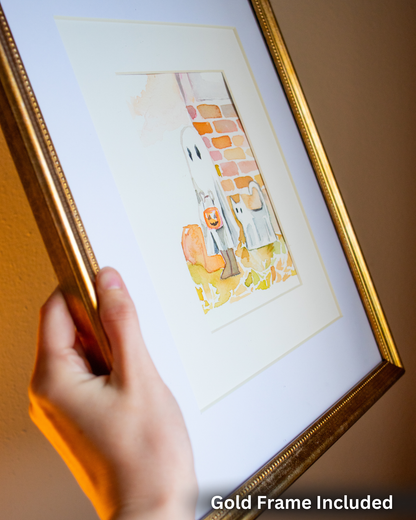 Trick or Treat Framed Original Watercolor