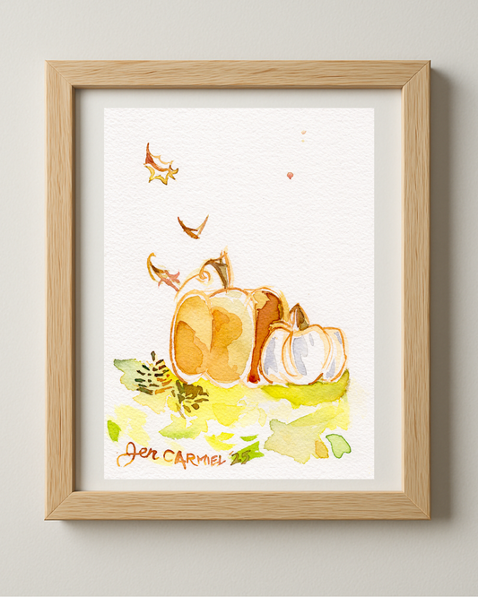 Pumpkin Patch 5x7'' Original Watercolor
