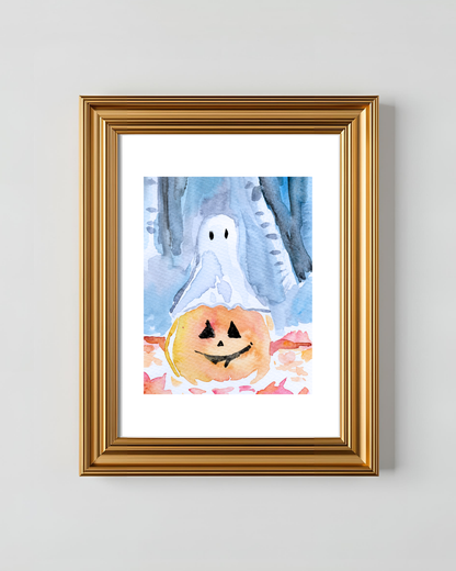 Casper's Pumpkin Original Watercolor